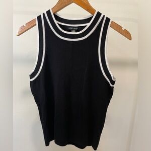 Cable and Gauge Sleeveless Sweater Top Womens Small Petite Black And White
